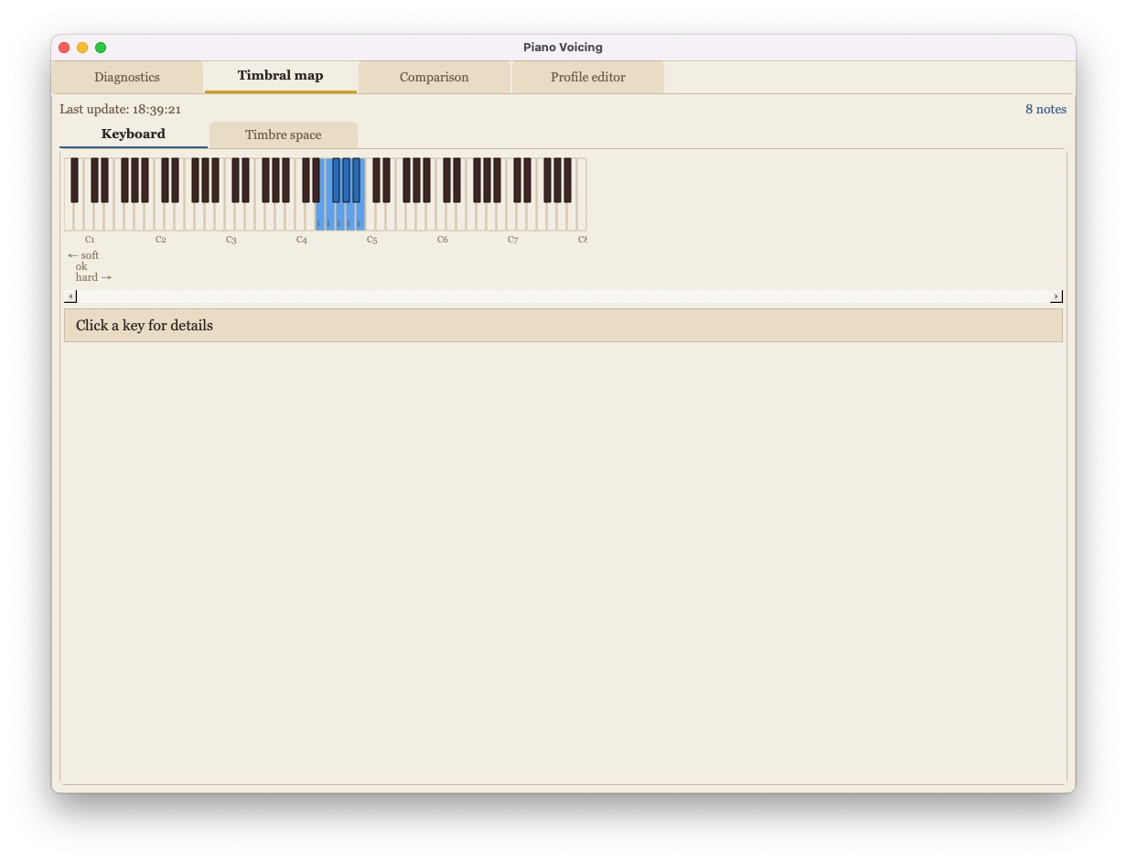 Interfaccia Piano Voicing — scheda Comparatore